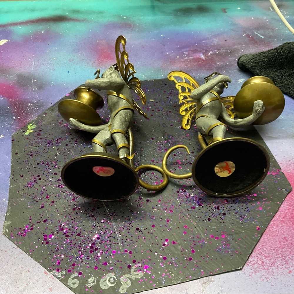 Vintage Brass Angel Candle Holders